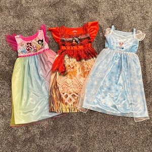 Disney Princess Costume Nightgown Trio - Pink, Red, Blue